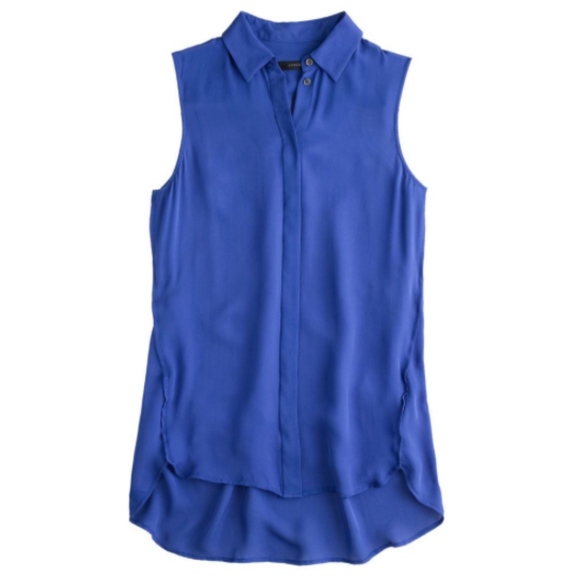 J. Crew Tops - J. Crew Royal Blue Silk Sleeveless Collared Top
